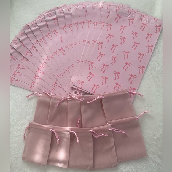 SMALL Pink Bows Poly Mailers 6x9 & Shipping Essentials Set - Picture 4 of 5